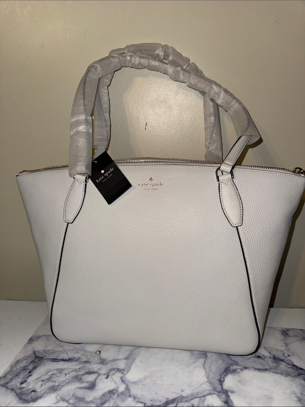 kate spade Cream Pebbled Leather Tote